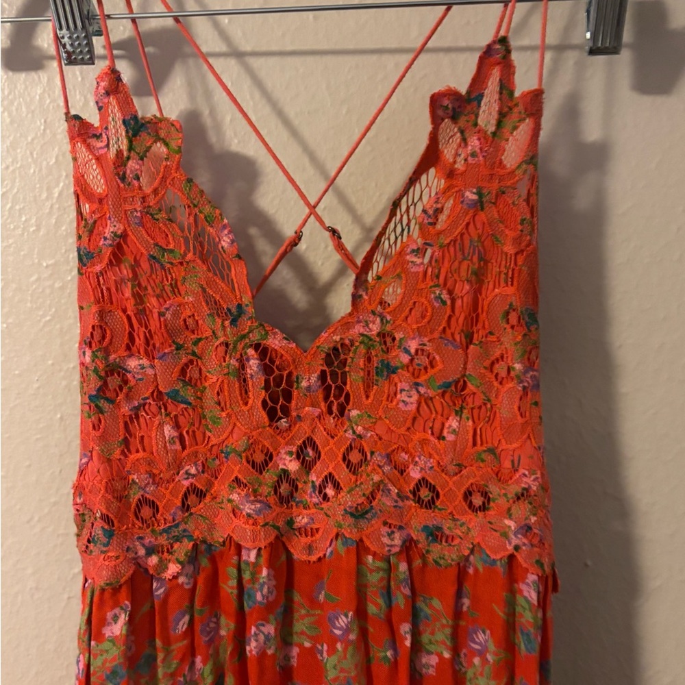 Free People Women's Adella Printed Mini Slip Dress in Red Meadow XS - Picture 5 of 11
